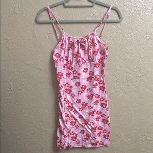 Pink Floral Spaghetti Strap Dress